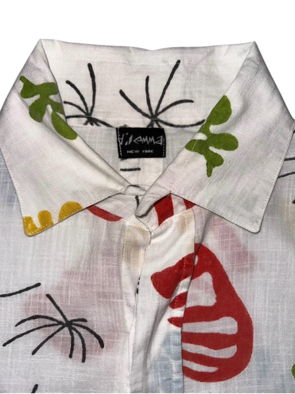 Dilemma New York Shirt 100% Organic Cotton Matisse Abstract Art to Wear Sz L/XL - Picture 3 of 8